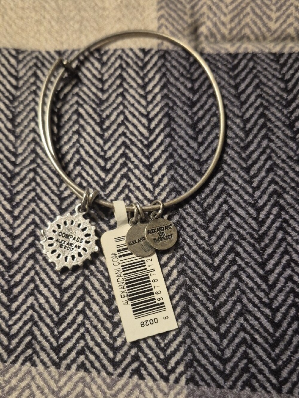Alex and Ani Silver Sunburst Charm Bangle Bracelet - Picture 4 of 4